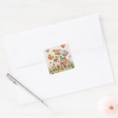 Patchwork Pups Valentijn Vierkante Sticker (Envelop)