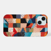 Patchwork Quilt Abstract Patroon iPhone 15 Hoesje (Achterkant horizontaal)