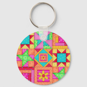Patchwork Quilt Art Sleutelhanger