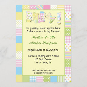 Patchwork Quilt Baby shower Invitation Kaart