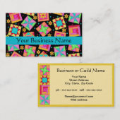 Patchwork Quilt Block Art Black Visitekaartje (Voorkant / Achterkant)