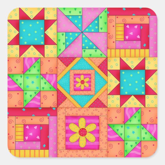 Patchwork Quilt Blocs Stickers Carré (Devant)