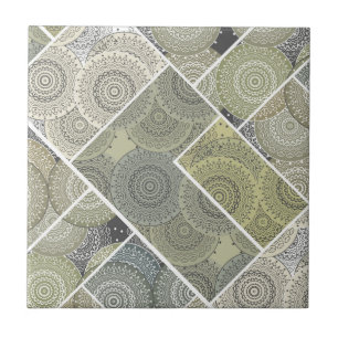 Patchwork quilt céramique cercles carreaux mandala