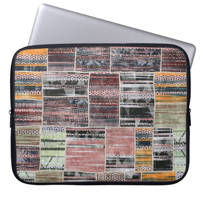 Patchwork Quilt Collage Naadloze Print. Laptop Sleeve (Voorkant)
