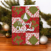 Patchwork Quilt Custom Christmas Kaart Rood Groen