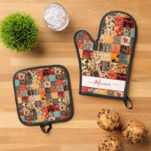 Patchwork Quilt-effect Ovenwant & Pannenlap Set (Top down)