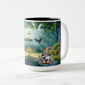 Patchwork Quilt Gnome Tweekleurige Koffiemok (Voorkant rechts)