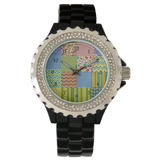 Patchwork Quilt Horloge (Voorkant)