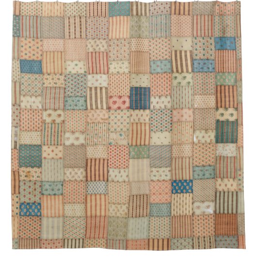 Patchwork quilt in gedempte kleuren douchegordijn (Voorkant)