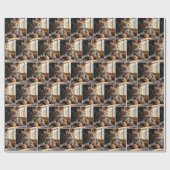 Patchwork quilt kat in het raam cadeaupapier (Vlak)