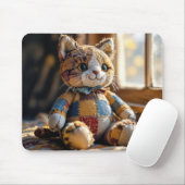 Patchwork quilt kat in het raam muismat (Met muis)