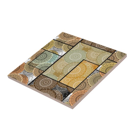 Patchwork quilt keramische tegel cirkels mandala p tegeltje (Zijkant)