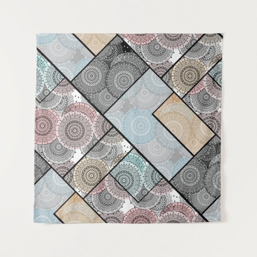 Patchwork quilt keramische tegel cirkels mandala p wandkleed (Voorkant)