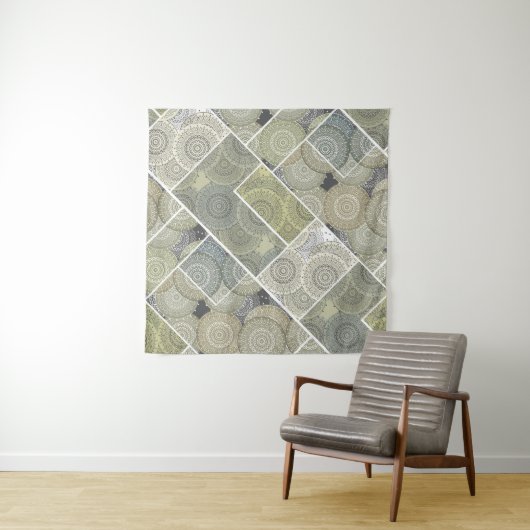 Patchwork quilt keramische tegel cirkels mandala p wandkleed (In situ)