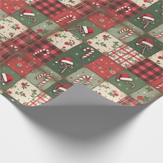 Patchwork Quilt Kerstinpakpapier Cadeaupapier (Hoek)