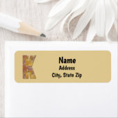 Patchwork Quilt Letter K Initiaal Monogram Adres Etiket (Insitu)