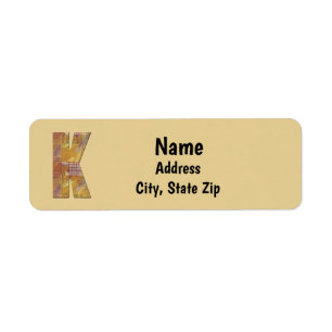 Patchwork Quilt Letter K Initiaal Monogram Adres Etiket