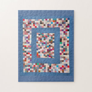 Patchwork quilt met twee grenzen legpuzzel