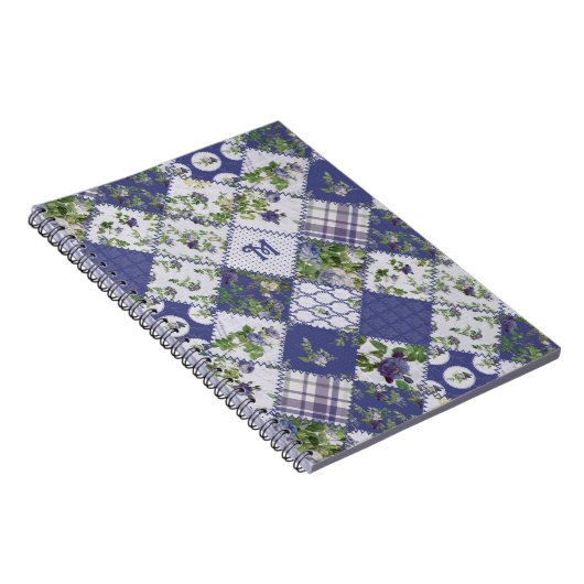  Patchwork Quilt Monogram Notitieboek (Rechterzijde)