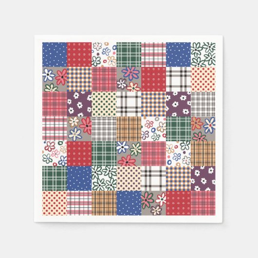 Patchwork Quilt Multicolored Gingham Servet (Voorkant)