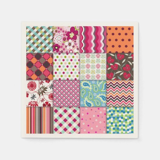 Patchwork Quilt Multicolored Gingham Servetten (Voorkant)