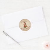 Patchwork Quilt Prettig Kerstmis Ronde Sticker (Envelop)