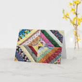 Patchwork Quilt Print Pattern for Birthday Kaart (Gele Bloem)