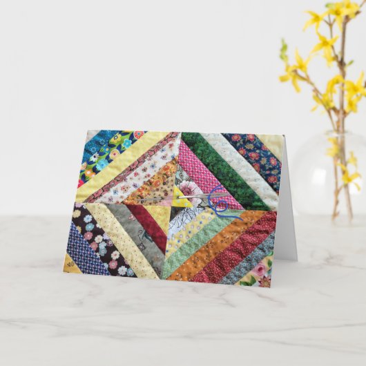 Patchwork Quilt Print Pattern for Birthday Kaart (Gele Bloem)