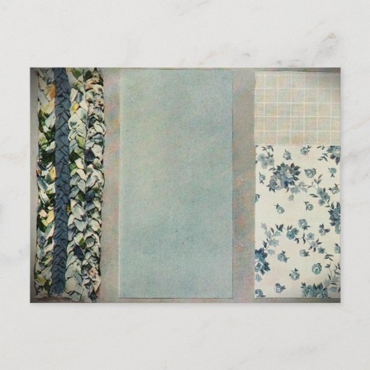 Patchwork Quilt Recipcard in Blue Briefkaart (Voorkant)