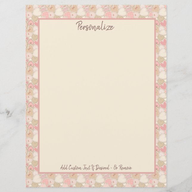  patchwork Quilt roze harten personaliseren (Voorkant)