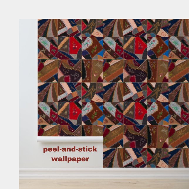  Patchwork Quilt Rustieke Boerderij Elegant Behang (Colorful vintage patchwork crazy quilt pattern wallpaper to add personality to your space!)