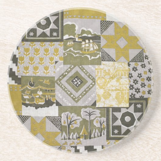 Patchwork Quilt Sandstone Onderzetter (Voorkant)