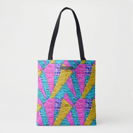 Patchwork Quilt Shapes Boho Trompe L'oeil Draagtas (Voorkant)
