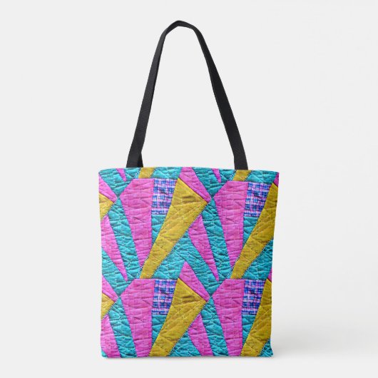 Patchwork Quilt Shapes Boho Trompe L'oeil Draagtas (Achterkant)