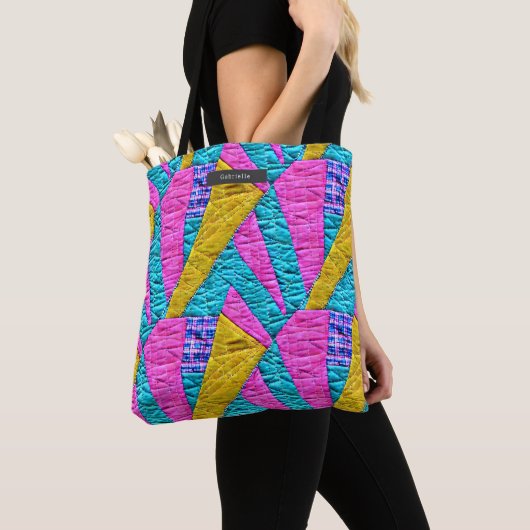 Patchwork Quilt Shapes Boho Trompe L'oeil Draagtas (Dichtbij)
