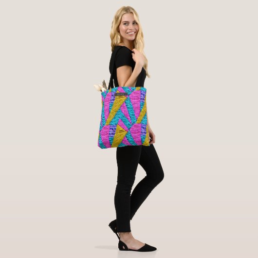 Patchwork Quilt Shapes Boho Trompe L'oeil Draagtas (Op model)