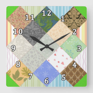 Patchwork Quilt Vierkante Klok