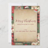 Patchwork Quilt Vrolijk Kerstfeest Feestdagenkaart (Voorkant)