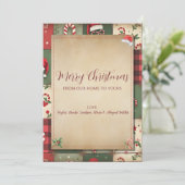 Patchwork Quilt Vrolijk Kerstfeest Feestdagenkaart (Staand voorkant)