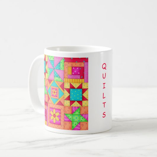 Patchwork quiltblokken Mok (Voorkant links)