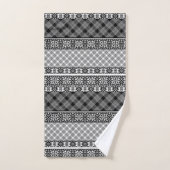 Patchwork rayé noir et blanc avec dentelle (Serviette à main)