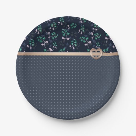 Patchwork, Retro, blau Papieren Bordje (Voorkant)