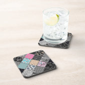 Patchwork retro  kleuren patchwork quilting bier onderzetter (Rechterzijde)