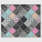 Patchwork retro  kleuren patchwork quilting cadeaupapier (Vlak)