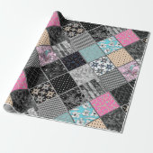 Patchwork retro  kleuren patchwork quilting cadeaupapier (Uitgerold)