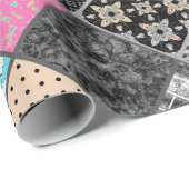 Patchwork retro  kleuren patchwork quilting cadeaupapier (Rol Hoek)