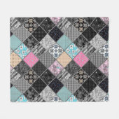Patchwork retro kleuren patchwork quilting fleece deken (Voorkant (Horizontaal))