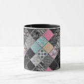 Patchwork retro  kleuren patchwork quilting mok (Midden)