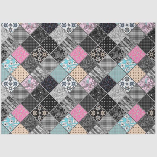 Patchwork retro kleuren patchwork quilting tissuepapier (Voorkant)