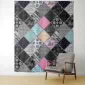 Patchwork retro  kleuren patchwork quilting wandkleed (In situ)